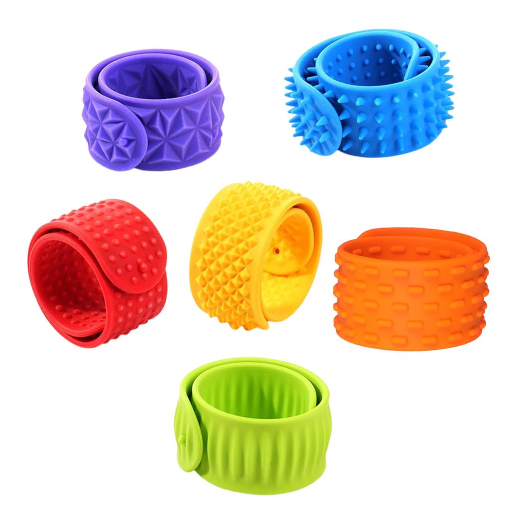 6PCS Silicone Sensory Slap Wristband Kids Anxiety Calming Toy With Texture Design For Emotional Soothing Soothing Toy