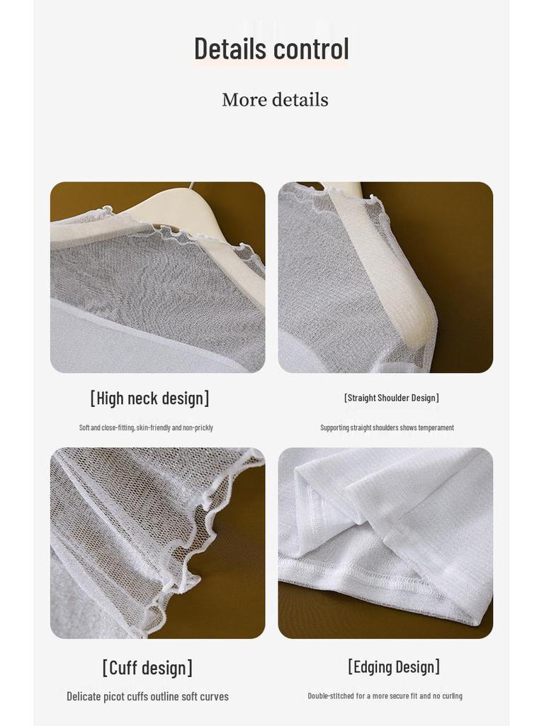 Damen Lurex Mesh Spitzenbluse - Herbst 2025 Langarm Halbochgeschlossenes Oberteil