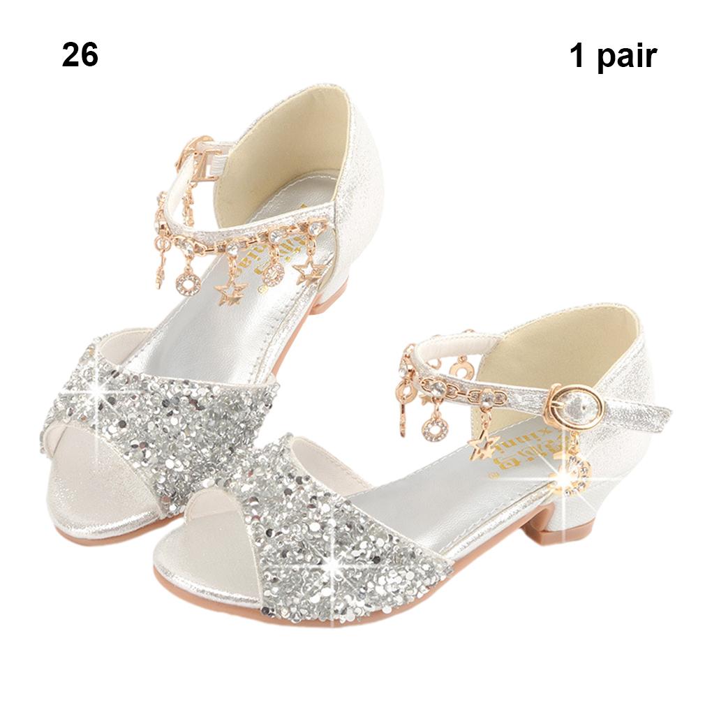 Girls Ballerina Glitter Shoes Children Ballet Wedges Party Shoe Carnival Christmas Sandals with Shoelace Stage