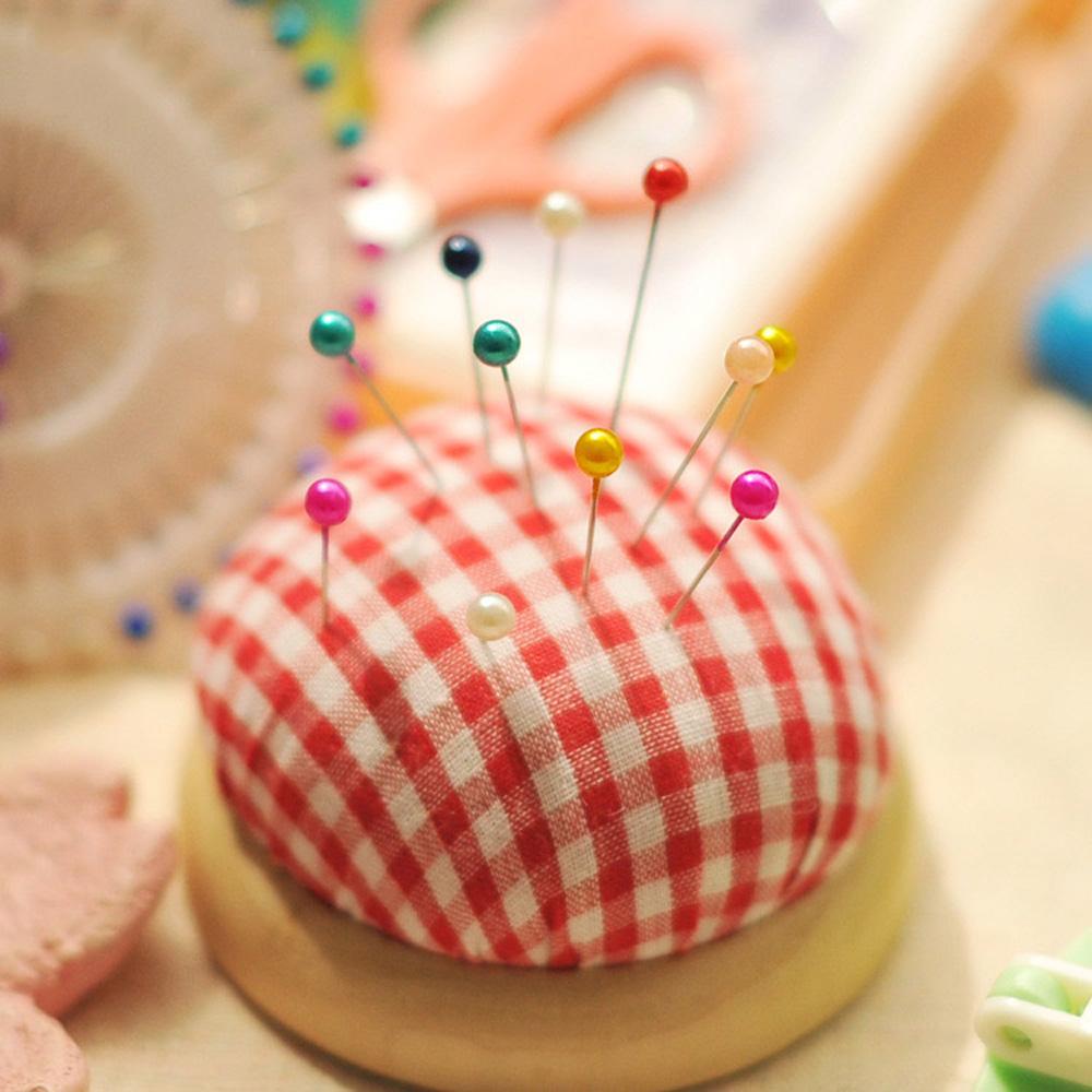 DIY Craft Wood Bottom Needlework Storage Pin Cushion Sewing Accessories Needle Pillow Needle Holder