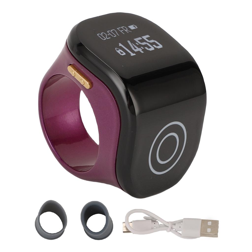 Smart Ring Counter Clear LCD Display Intelligent Touch Ring for Work Exercise Life Purple