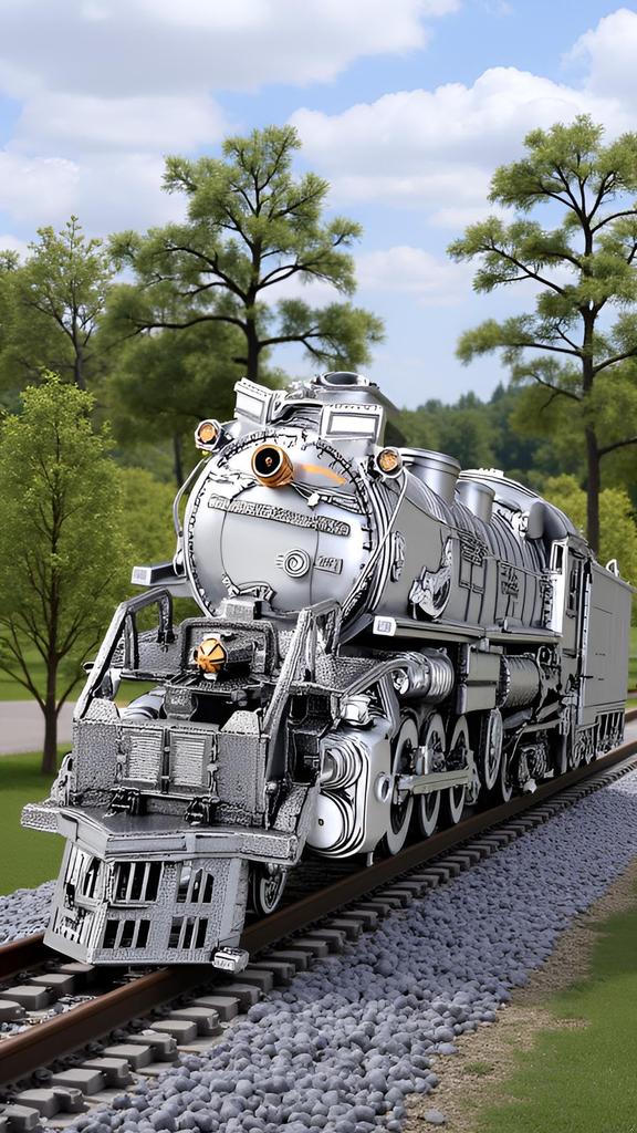 Piececool Puzzle 3D, Metalowa Lokomotywa Parowa Big Boy, Wymaga Montażu, Nie Wymaga Kleju, Trudność 5-gwiazdkowa, Poziom Średniozaawansowany/Dorosły