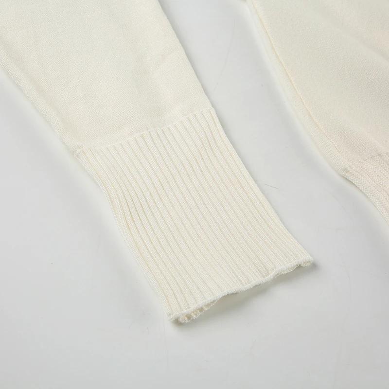 Francouzský Elegantní Jednobarevný Svetr Bez Ramínek Volný Šikmý Výstřih Dlouhý Rukáv Pletené Pulovry Dámské Podzim Zima Móda Ležérní Dámský