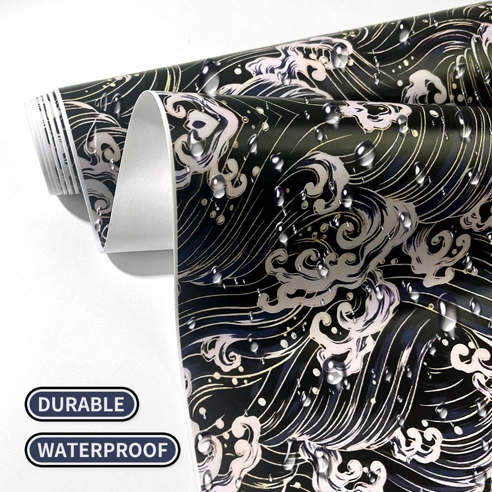 1RollCartoon Wave Graffiti Car Vinyl Wrap Waterproof Self-adhesive Car Film DIY Vehicle Motorbike Bicycle Skateboard Laptop Boat 50x150cm
