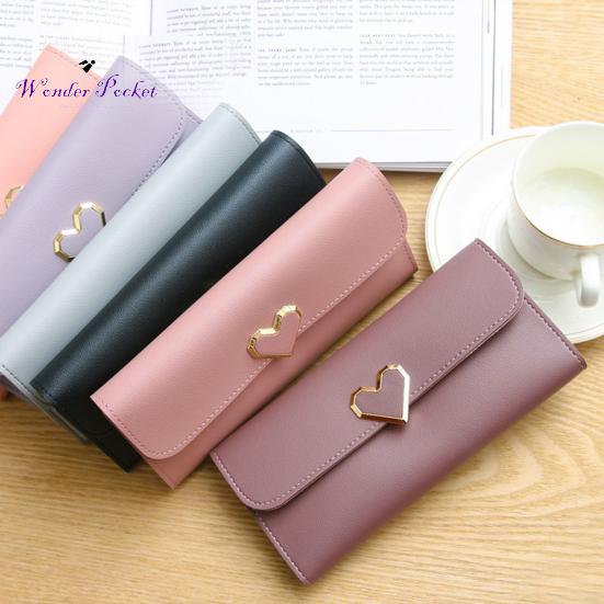 

Женский сплошной цвет персиковое сердце Multi Card Slot Bifold Long Wallet Кошелек Денежная сумка