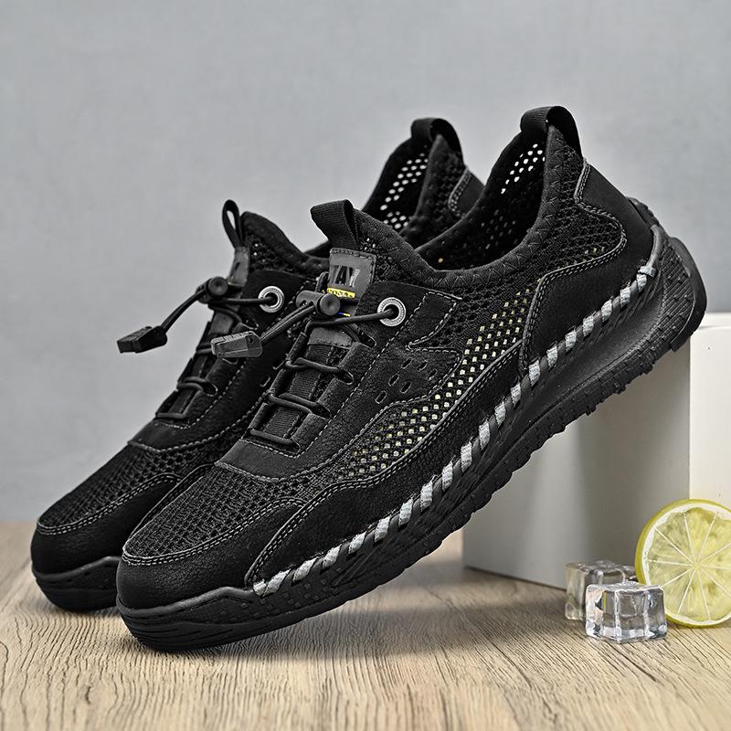 2022 Men's Summer Casual Leather Mesh Shoes – Fashionable & Breathable Handmade Design