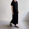Mizqz Bio Washing Long Sleeve Loose Fit Back Slit Dress
