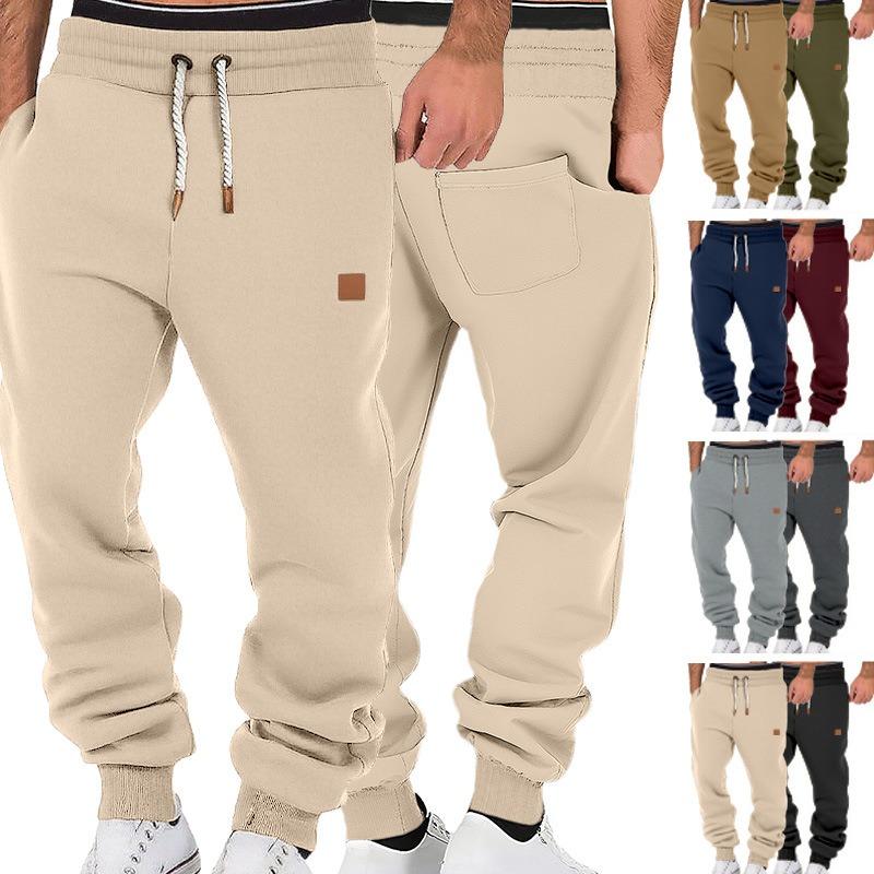 Men's Pants Spring and Autumn Solid Color Trendy Sports Casual Sweatpants Loose Tied Feet Stacking Pants