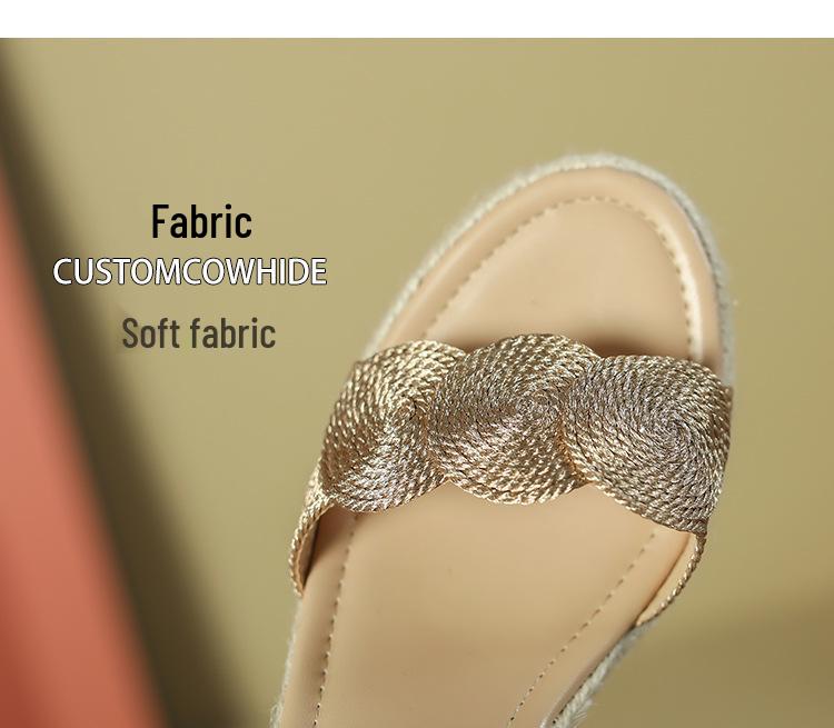 Women's Cross-Border Wedge Sandals - High Heel, Thick Platform, Casual Outdoor, Hemp Braid Fisherman Style