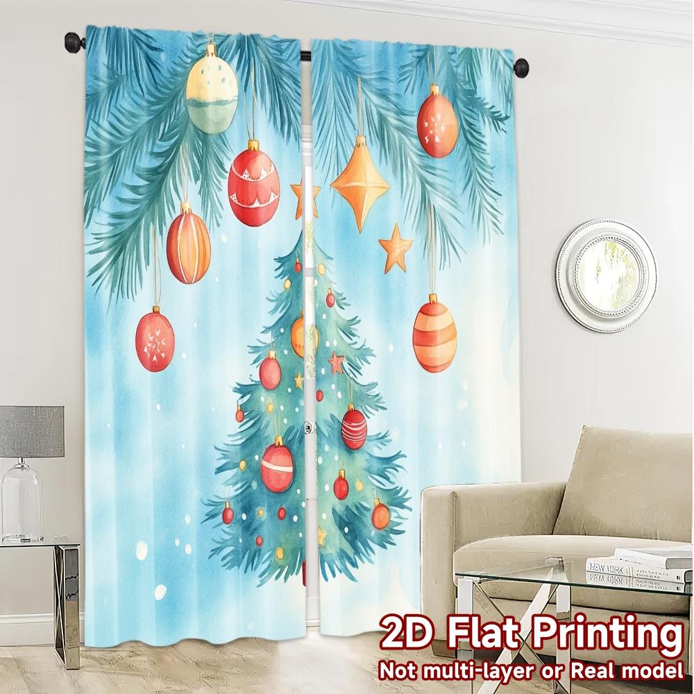 2pcs,Curtains Christmas Ornaments Winter Tree (2) Modern Pattern Curtains Durable Polyester Curtains Art Deco Festive Ldeal for