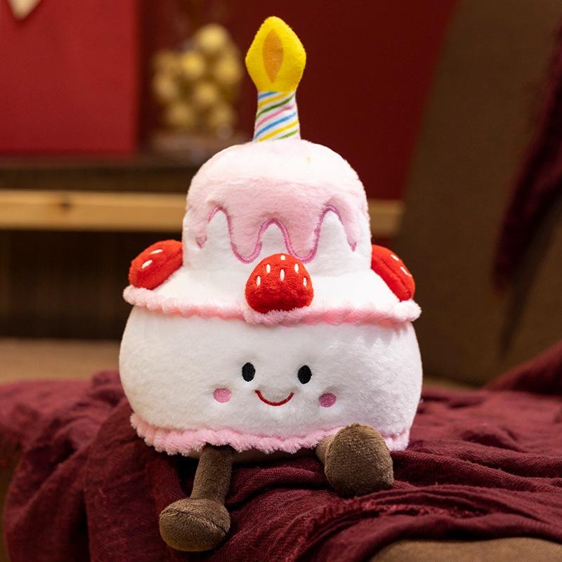 Cartoon Simulation Rainbow Strawberry Cake Doll Plush Toy with Concert Singing Birthday Song Doll Gift Doll