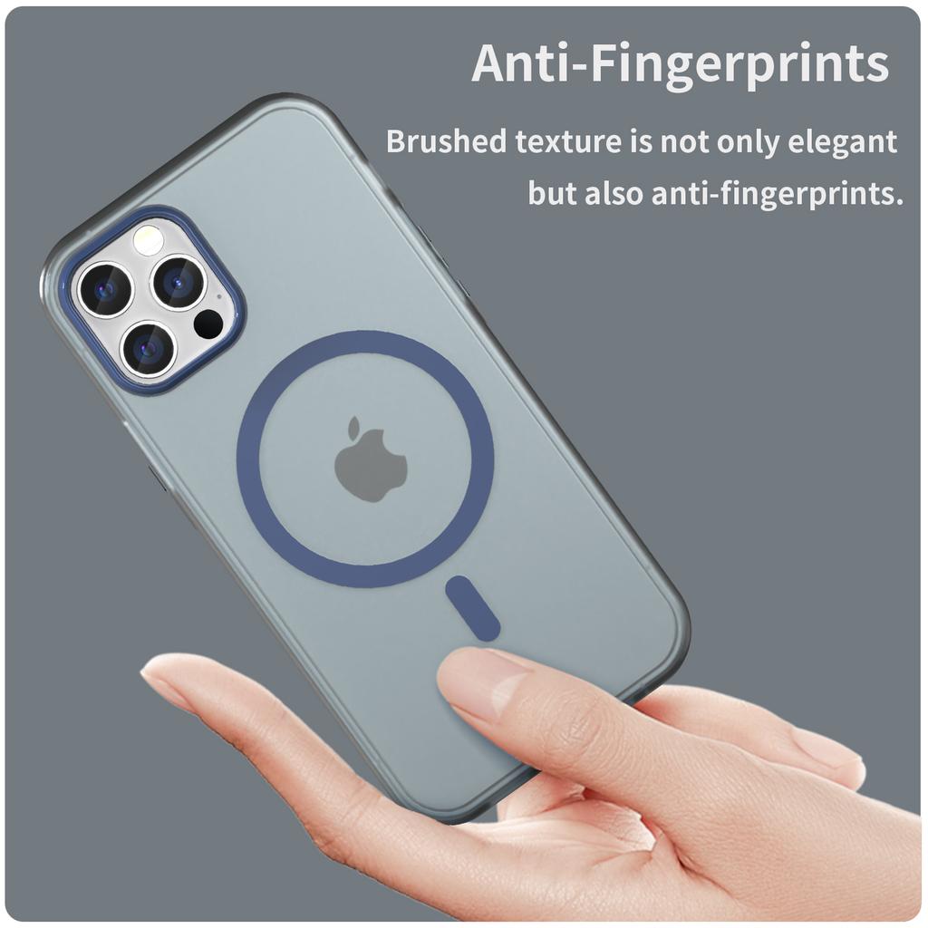 For iPhone 12 Pro Max 6.7 Inch Magnetic Case Translucent Matte TPU+PC Phone Cover Compatible with MagSafe
