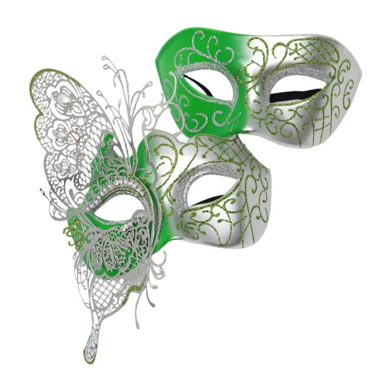 2Pcs Glittering Metal Butterfly Face Mask Fashionable Costume Accessory Halloween And Costume Face Covering For Adults