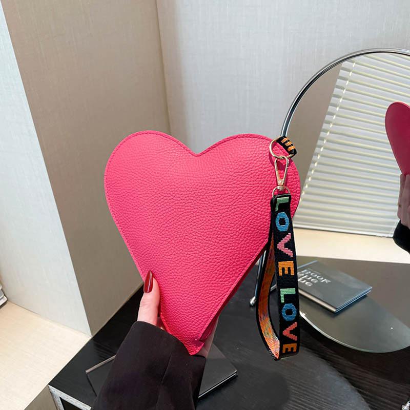 Heart Shape Pu Bag Wild Student Women Handbags Shoulder Bag Female Japanese Harajuku Diagonal Crossbody Bags For Girl Pouch