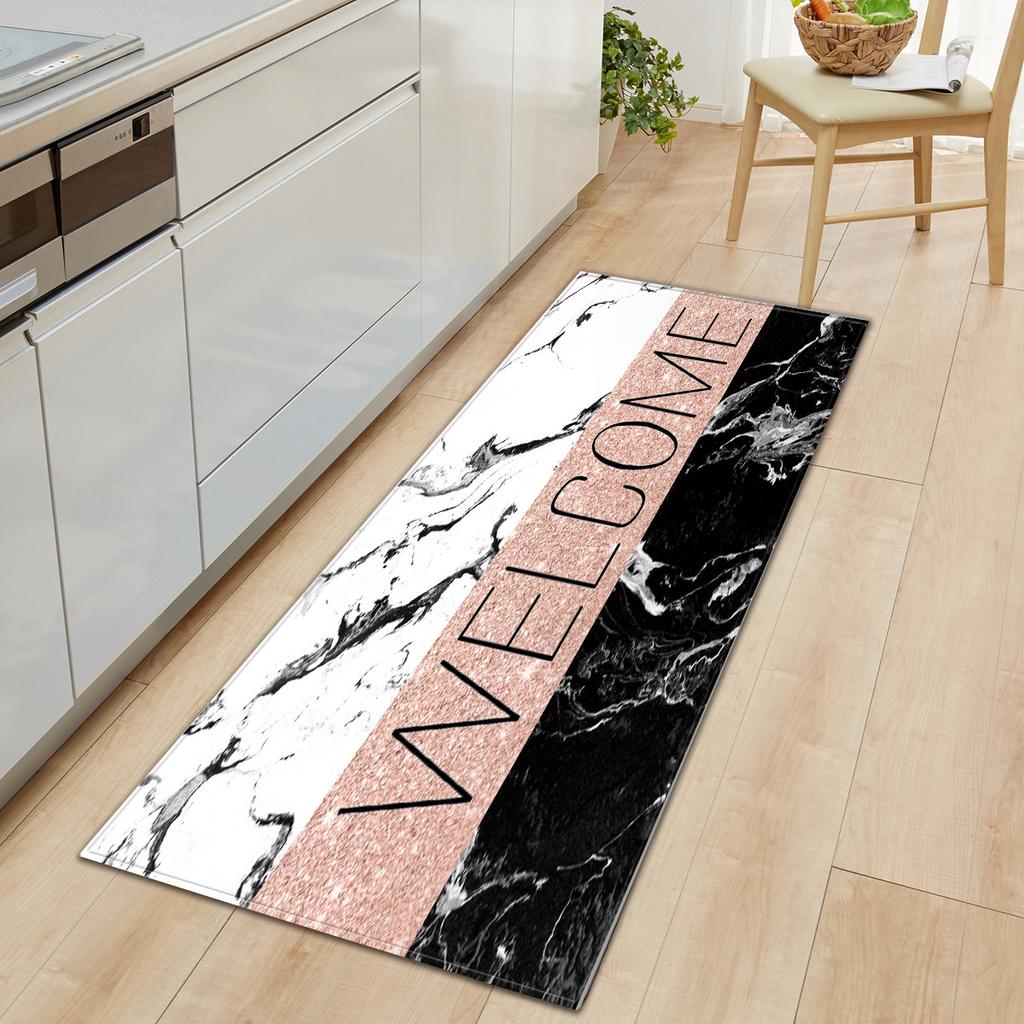 Marble Carpet Long Floor Mat Stone Pattern Theme Doormat