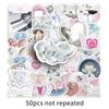 50 PCS Waterproof INS Style Girly Heart Wings Cartoon Stickers for DIY Notebook & Tea Cup Decoration
