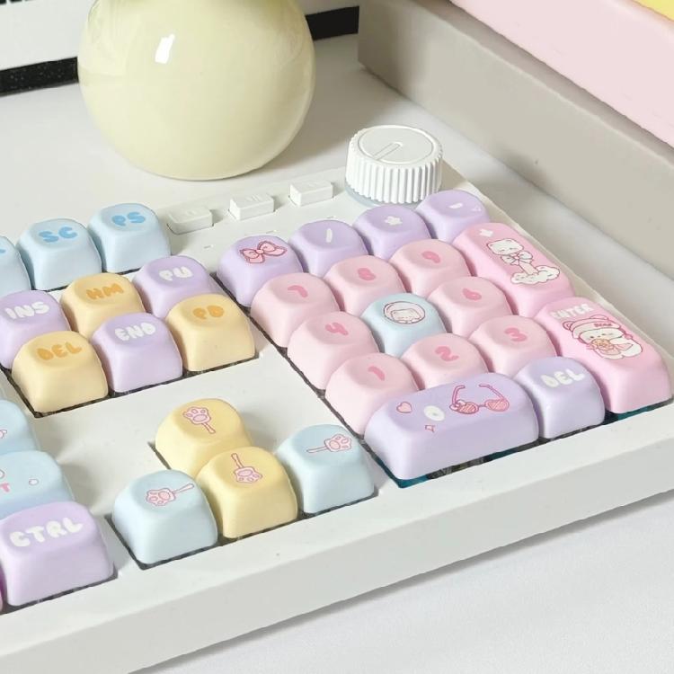PBT Mechanical Keyboard Keycaps 131Keys Keycaps Candy Bear Theme Colorful MOA Height Heat Sublimated Set