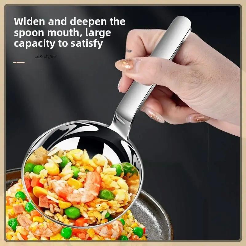 201 Stainless Steel Soup Ladle Deepened Tablespoons Short Handle Large Ramen Bouillon Spoon Kitchen Cooking Utensil Tableware