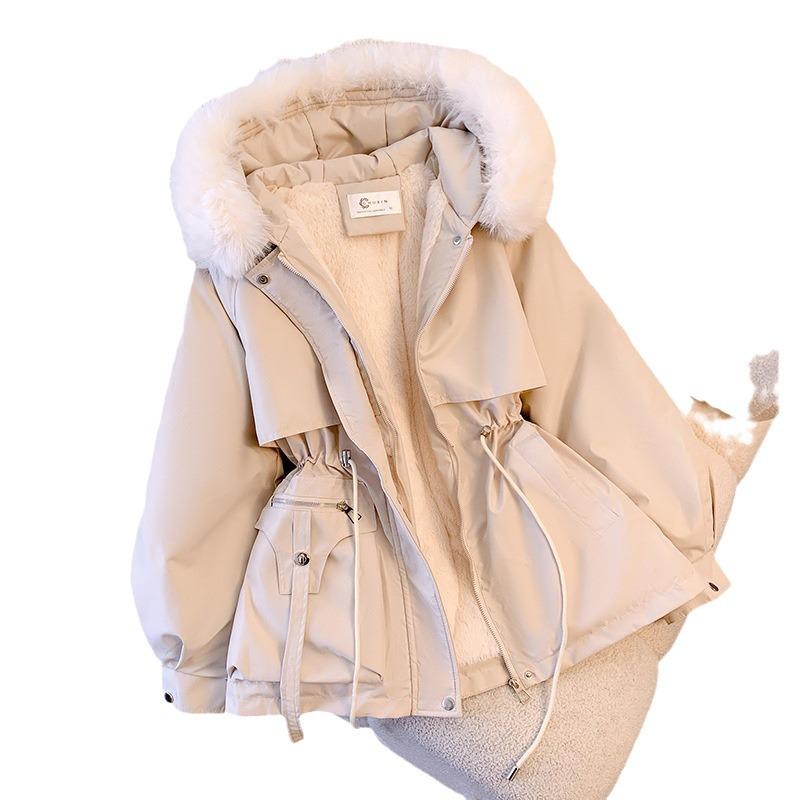 Korean Fashion 2025 Winter Women's Thick Fleece-lined Down Cotton Parka - Plus Size Warm Outerwear