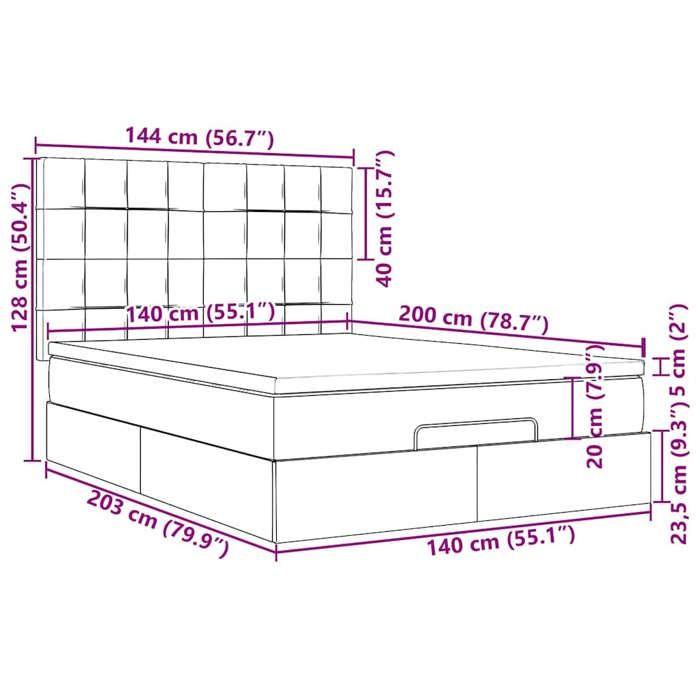 VidaXL Ottoman Bed Frame with Mattress Black 140x200 Cm Velvet, Bed Frame, Upholstered Bed Frame, Ottoman Bed Frame 3313477