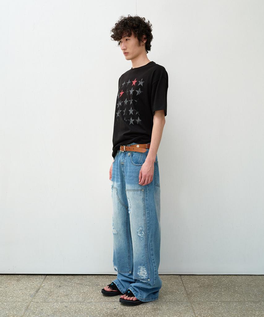 THEVINYLHOUSE Faded Star Tee Black