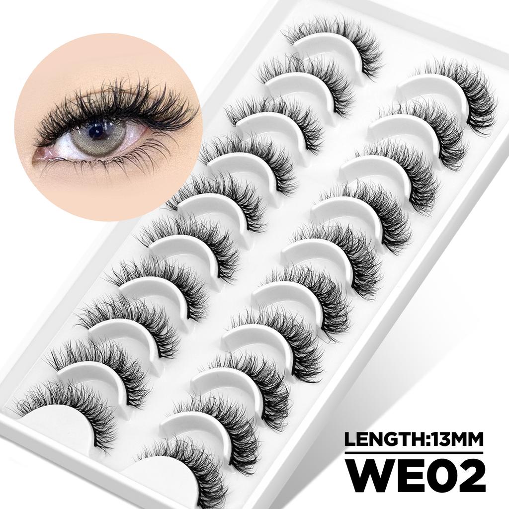 GROINNEYA 5/10 Pairs Fluffy Lashes 3D Mink Lashes Natural Eyelashes Cat Eye Lashes False Eyelashes Makeup Eyelash Extension