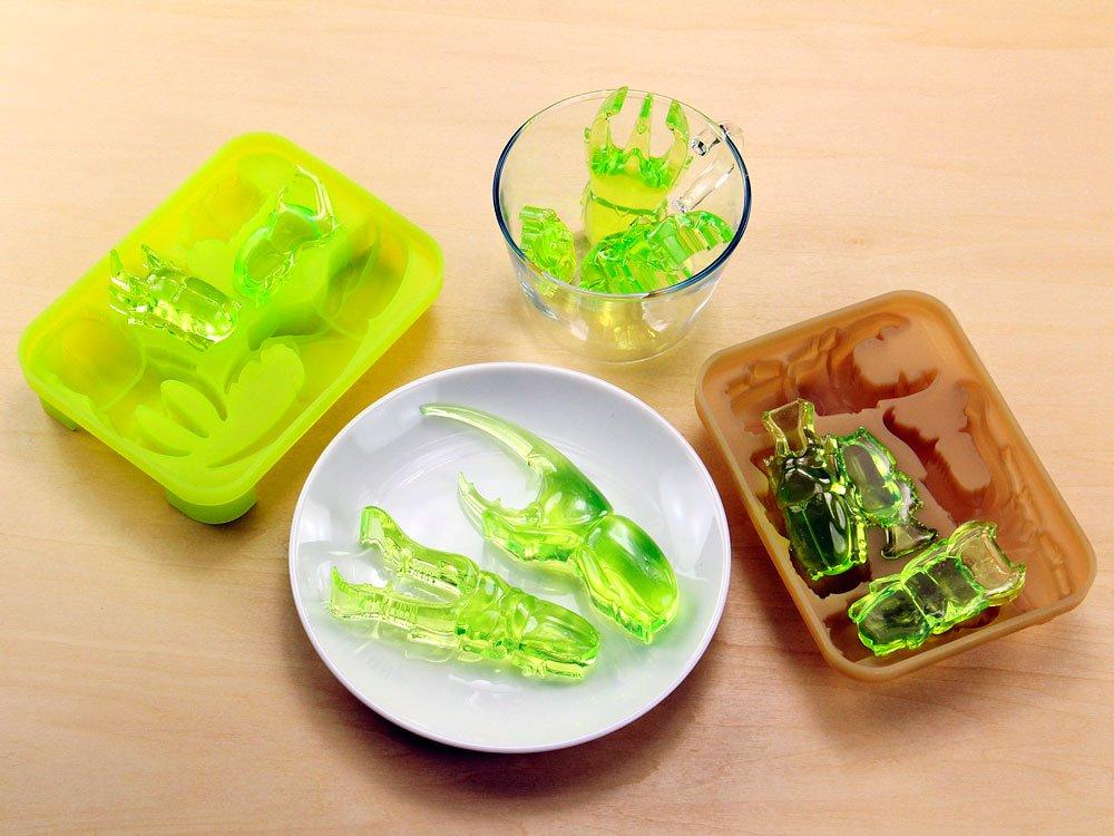 Carolata Rhinoceros Beetle Stag Beetle Silicone Ice Tray Chocolate Mold for Baking Insect Craft & (Brown/Green) (Microwave/Dishwasher Safe) (Heat