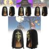Classic Evil Witch Latex Mask For Halloween Party Costume With Scary Black Hair