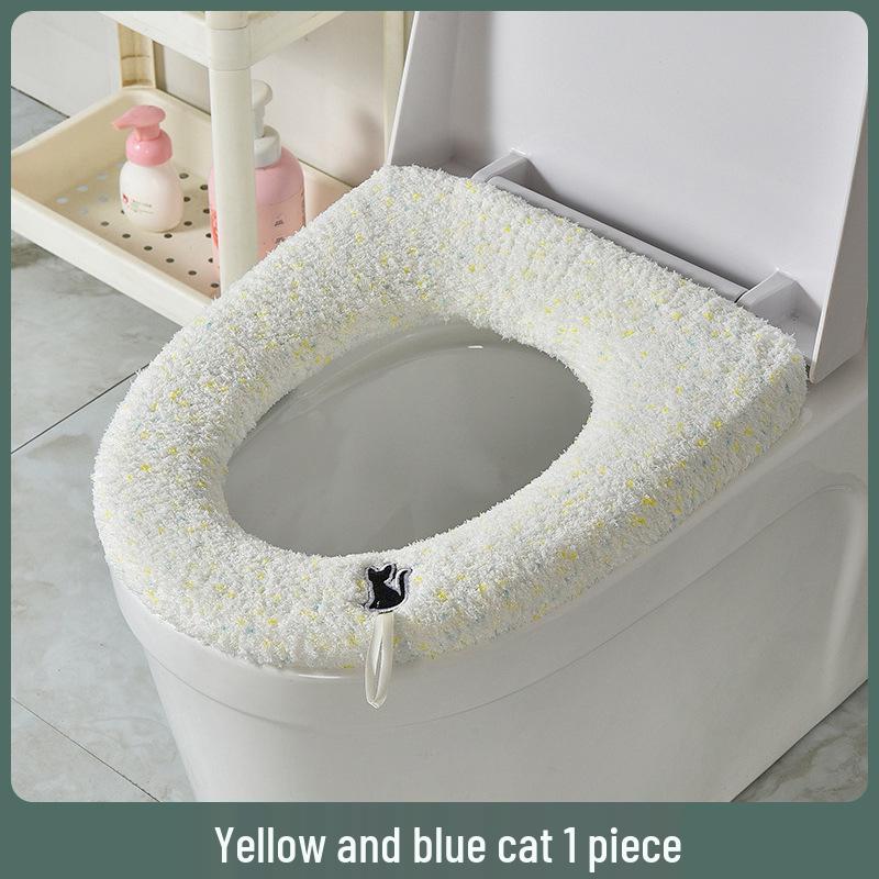 Měkký obláčkový sametový potah na záchodové sedátko ve velikosti plus s madlem - Pratelný, podložka na polštářek na podzim/zimu