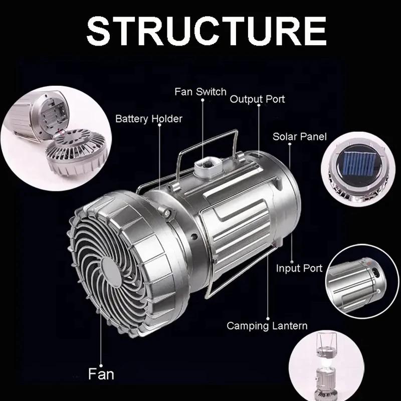 4500LM Portable LED Solar Outdoor Camping Folding Tent LightUSB Charging Emergency LightOutdoor Tent LightNew Electric Fan Camping Light