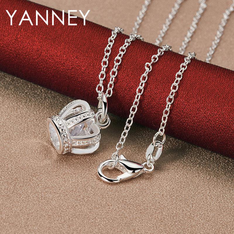 

925 Sterling Silver 16-30 Inches Fine Crown Zircon Necklace For Women Fashion Gift Jewelry Party Wedding Accessories 40cm