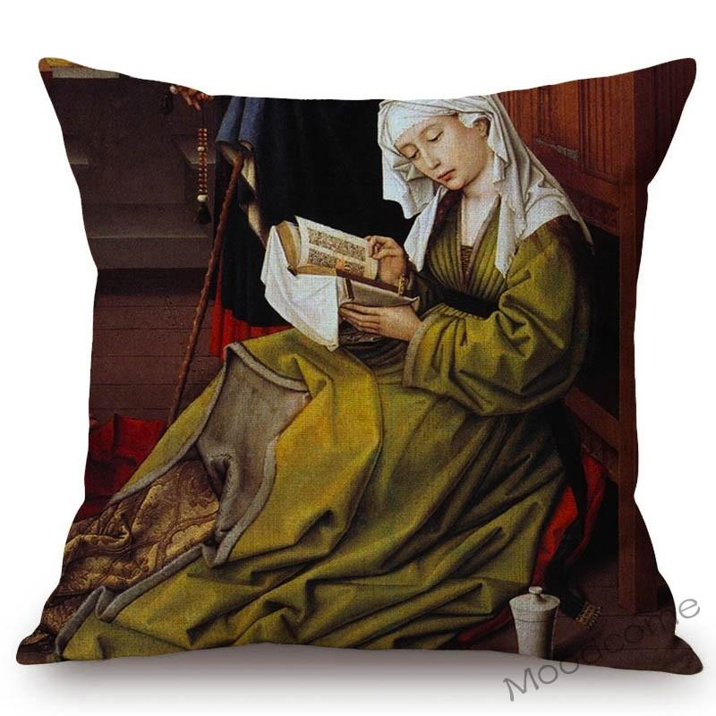 Netherland Artist Rogier Van Der Weyden Religion Jesus The Cross Virgin Mary Art Sofa Decoration Pillow Case Linen Cushion Cover