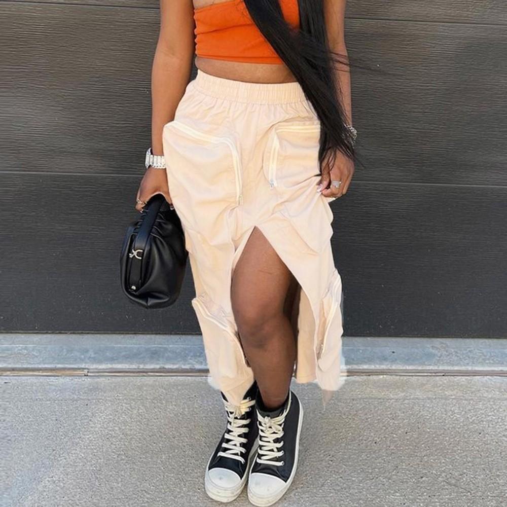 

Женщины Девушки Модная личность Карман Эластичная талия Многокарманная юбка на открытом воздухе