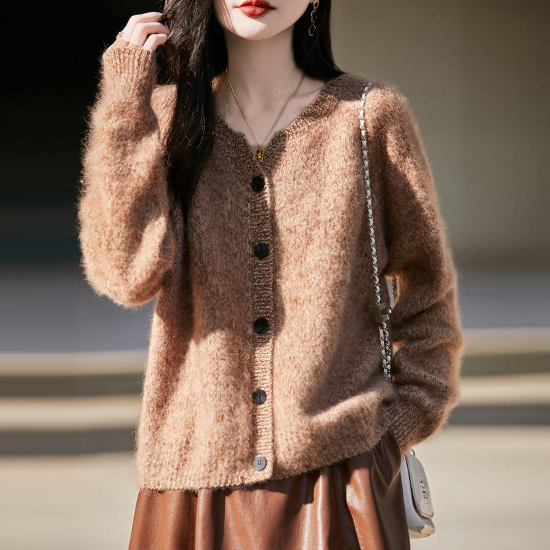 Women’s French Style Floral Wool Knit Cardigan - Cozy Autumn/Winter Fashion 2025