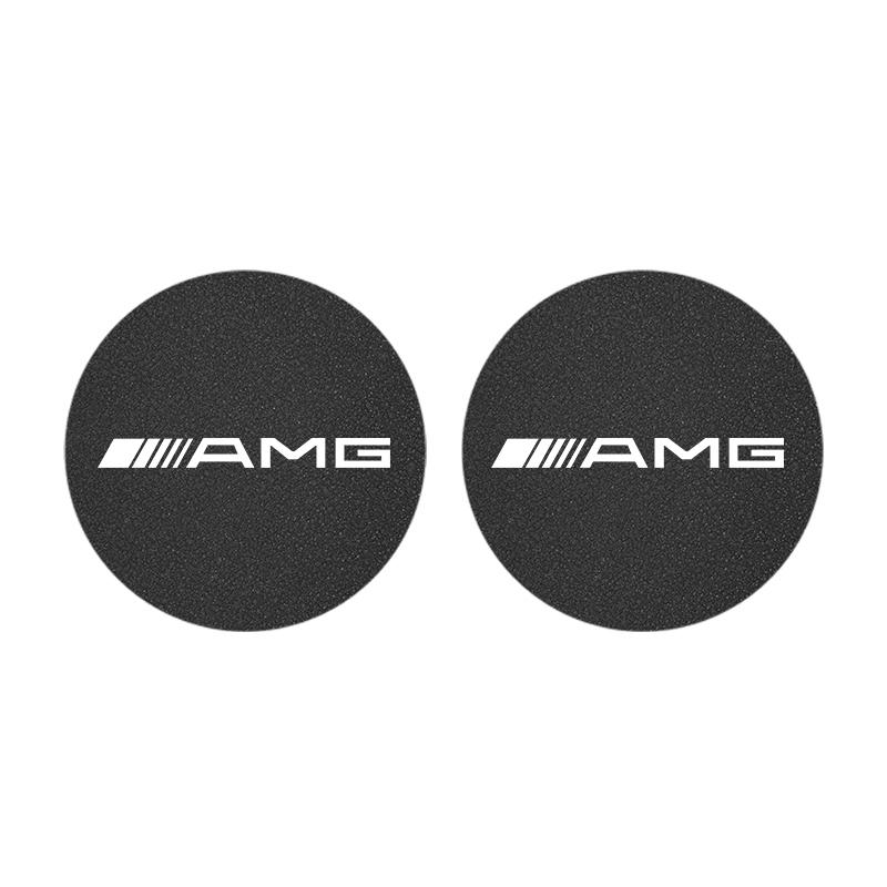 2Pcs Suede Leather Coaster Car Water Cup Anti-slip Pad Mat Auto Interio For Mercedes Benz AMG Smart W205 C300 W203 W206 W108 W12