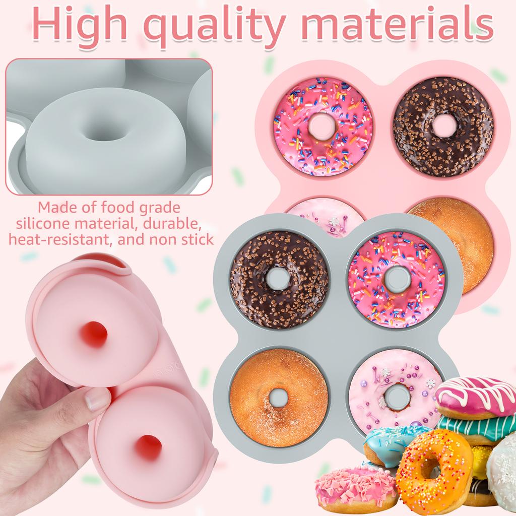 4 Donut Molds 4/6/8 Cavity Silicone Donut Plate Non Stick Baking Donut Plate Heat Resistant Bagel Muffin Multi Baking Tool