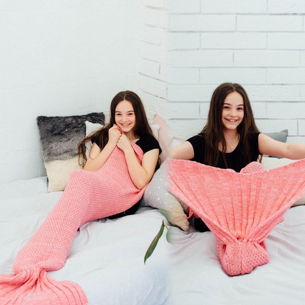 Mermaid Blanket, Wool Knitted Fish Tail Blanket, Air Conditioning Blanket, Birthday Gift, Parent-child Mermaid Blanket
