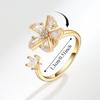 Zircon Rotatable Ring Star Rhinestone Crystal Flower Ring Flower Opening Ring  For Women
