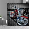 Retro Motorrad Duschvorhänge Klassisches Rennwagenmuster Wasserdichter Badezimmervorhang Extremsport Kunst Heimdekoration Wandtuch