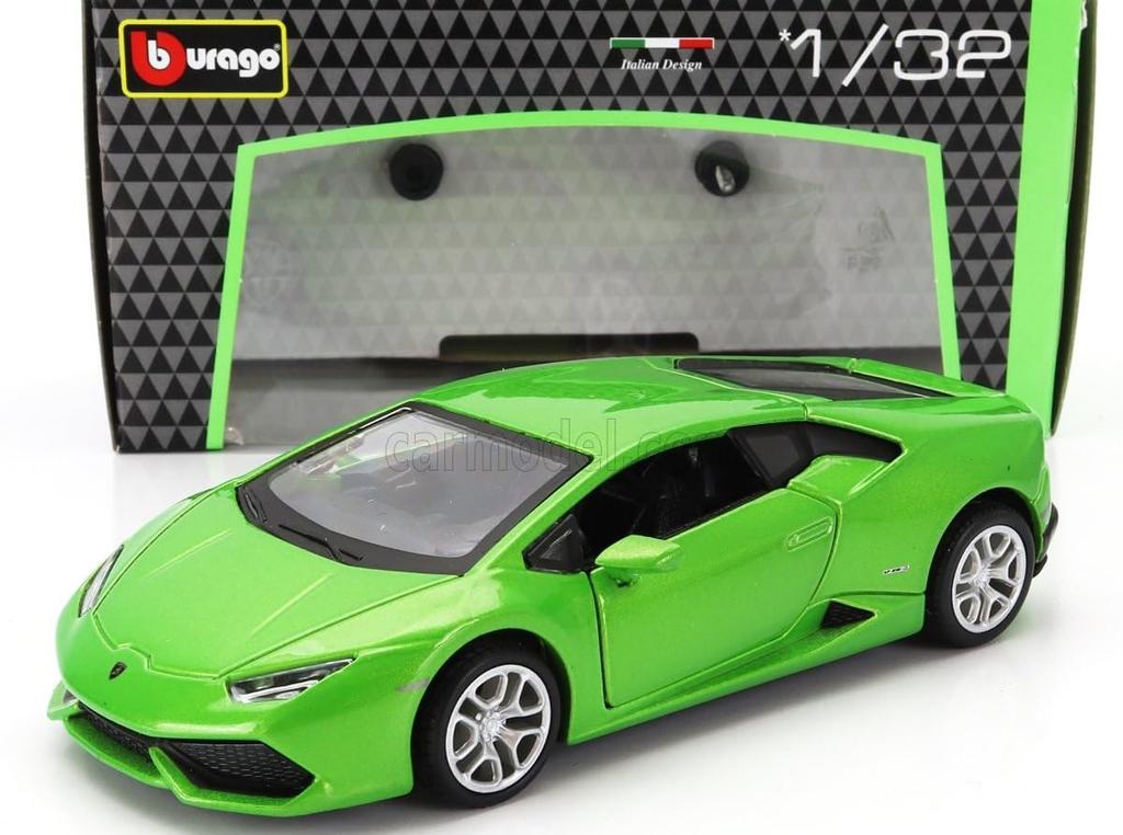 Bburago Lamborghini 1/32 Scale Diecast Model Car: LAMBORGHINI HURACAN LP610-4 2014 (Green) [Parallel Import]