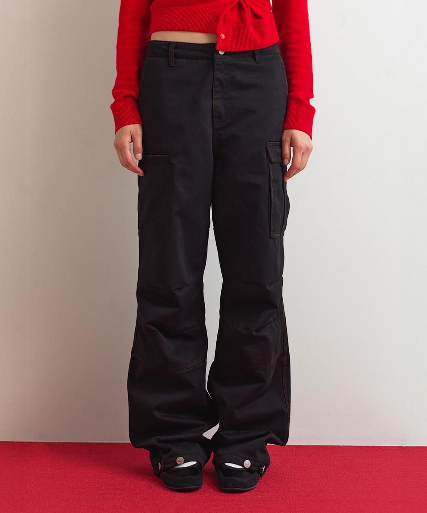 Aobteu Cargo Denim Pants - Black
