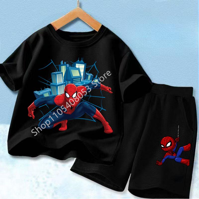 Red Spider Printed Children Print T-shirt Summer Clothes 3-12Yrs Boys Girls Short-sleeved Top+Shorts Casual Sports Set Clothing
