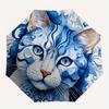 1pc Cat Blue Automatic Cute Umbrella High Quality Canopy, Portable Folding Umbrella with, Ideal Gift for - Travel, Everyday, Formal Events, Stylish Ac