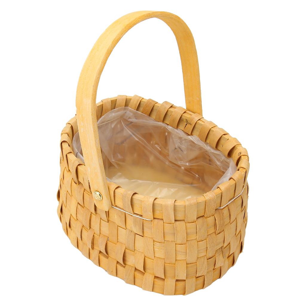 Rattan Flower Basket Safe Durable Wide Smoothing Handle Portable Handwoven Easter Basket for Party Wedding Family