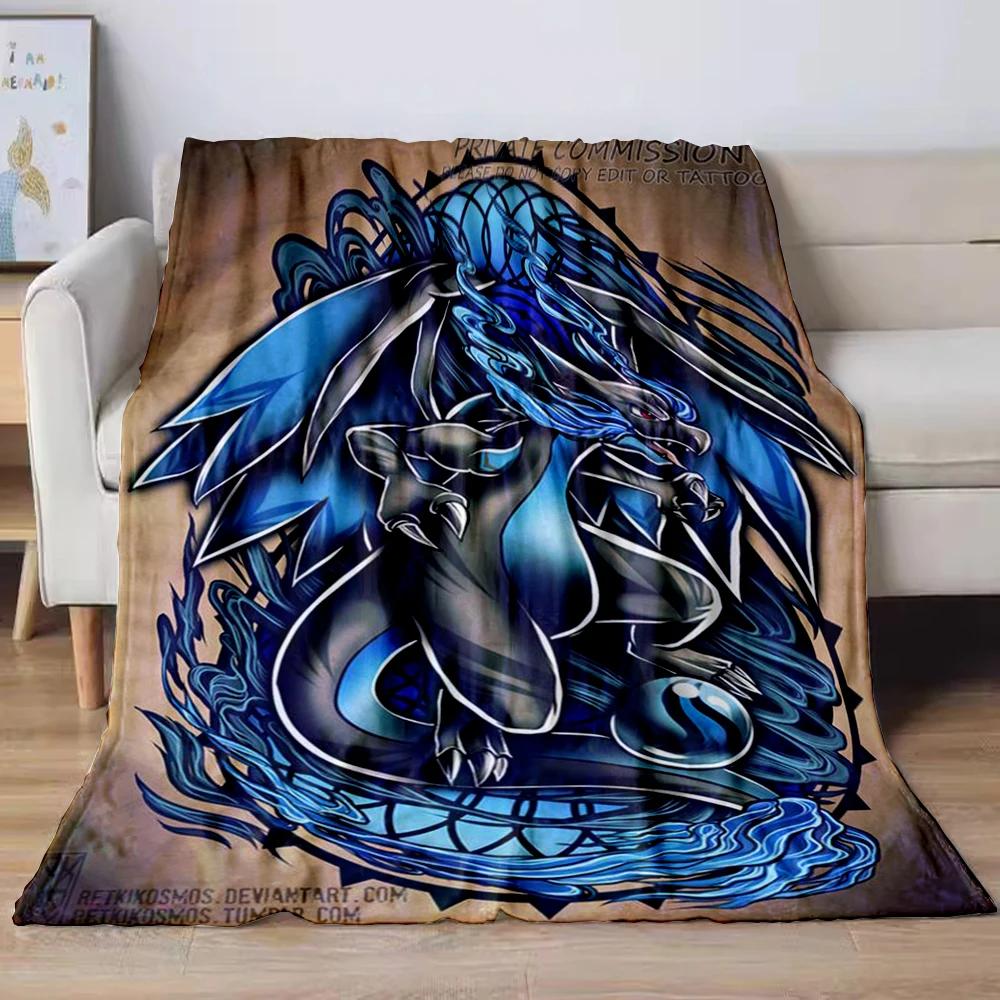 31 Style Anime Pokémon Charizard Cartoon Flannel Blanket for Sofa Home Sofa Student Blankets Children Student Nap Girl Kids Gift