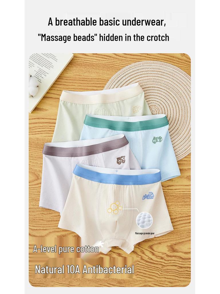 Boys' A-Class Pure Cotton Boxer Briefs - No Wedgies, Medium & Large Sizes for Growing Kids
