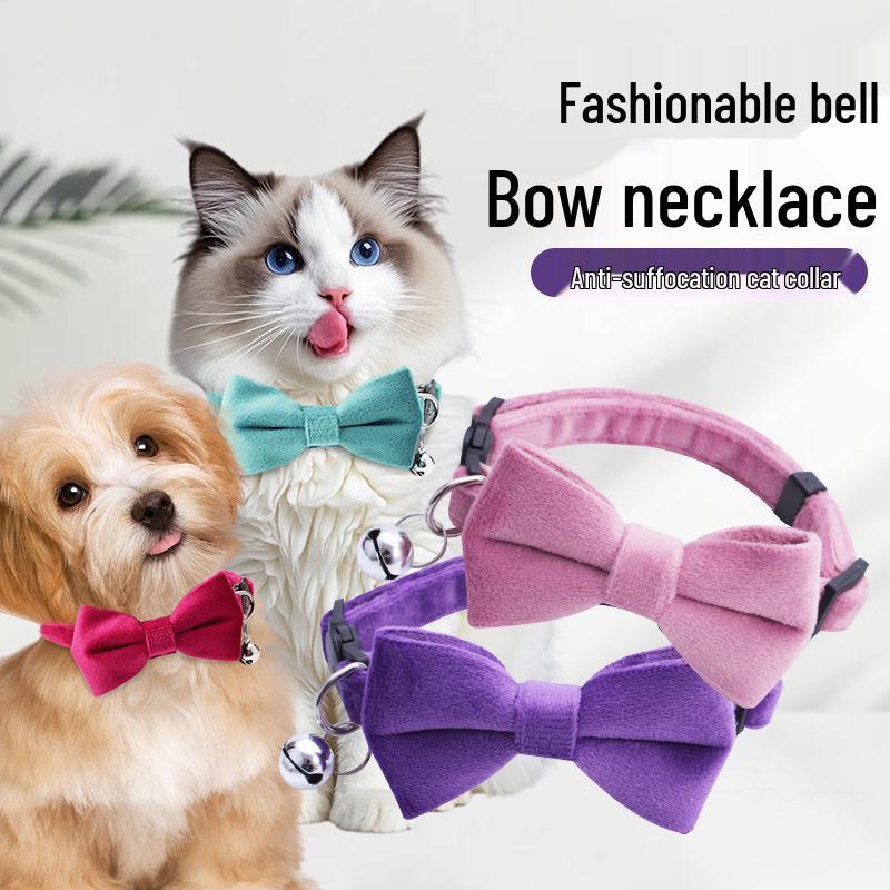 Velvet Bowknot Kitten Collar with Safety Buckle and Bell