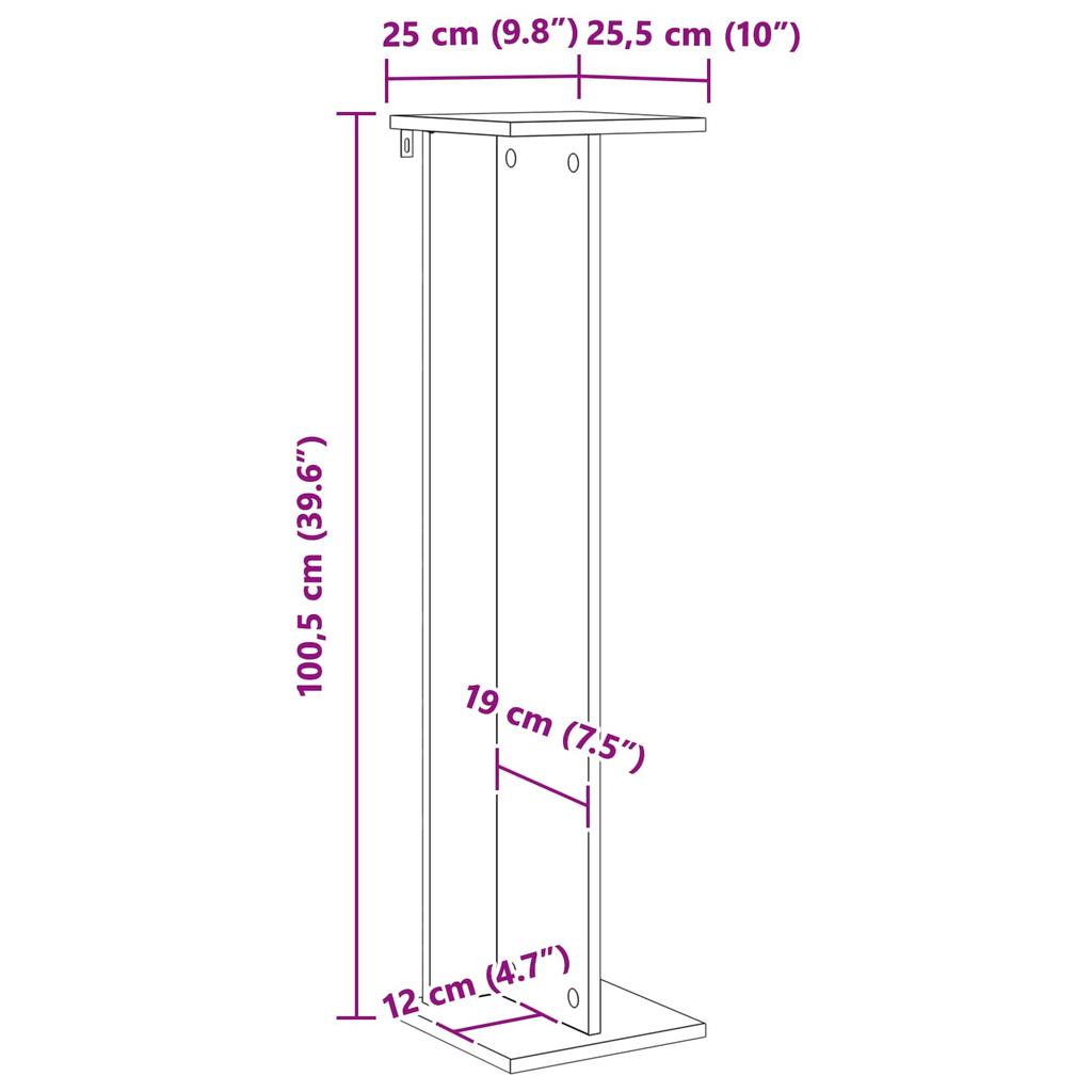 Plant Stand Concrete Grey 25 x 25.5 x 100.5 cm Particleboard