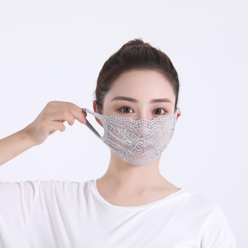 Lace Anti-Uv Sunscreen Mask Breathable Ear Cord Face Cover Scarf Hanging Ear Dust-Proof Scarves Mask Summer Dust-Proof Veil