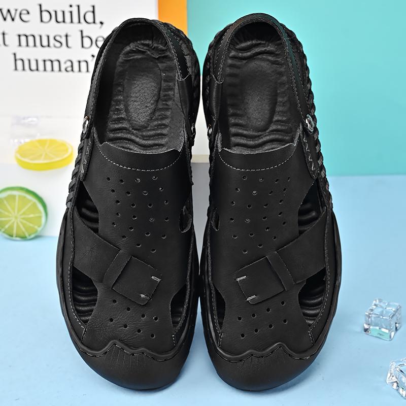 

2024 Летние сандалии Baotou для мужчин, повседневные сандалии ручной работы из натуральной кожи, нескользящие, для отдыха на пляже, для прогулок, для ежедневного использования на работе 46 чёрный